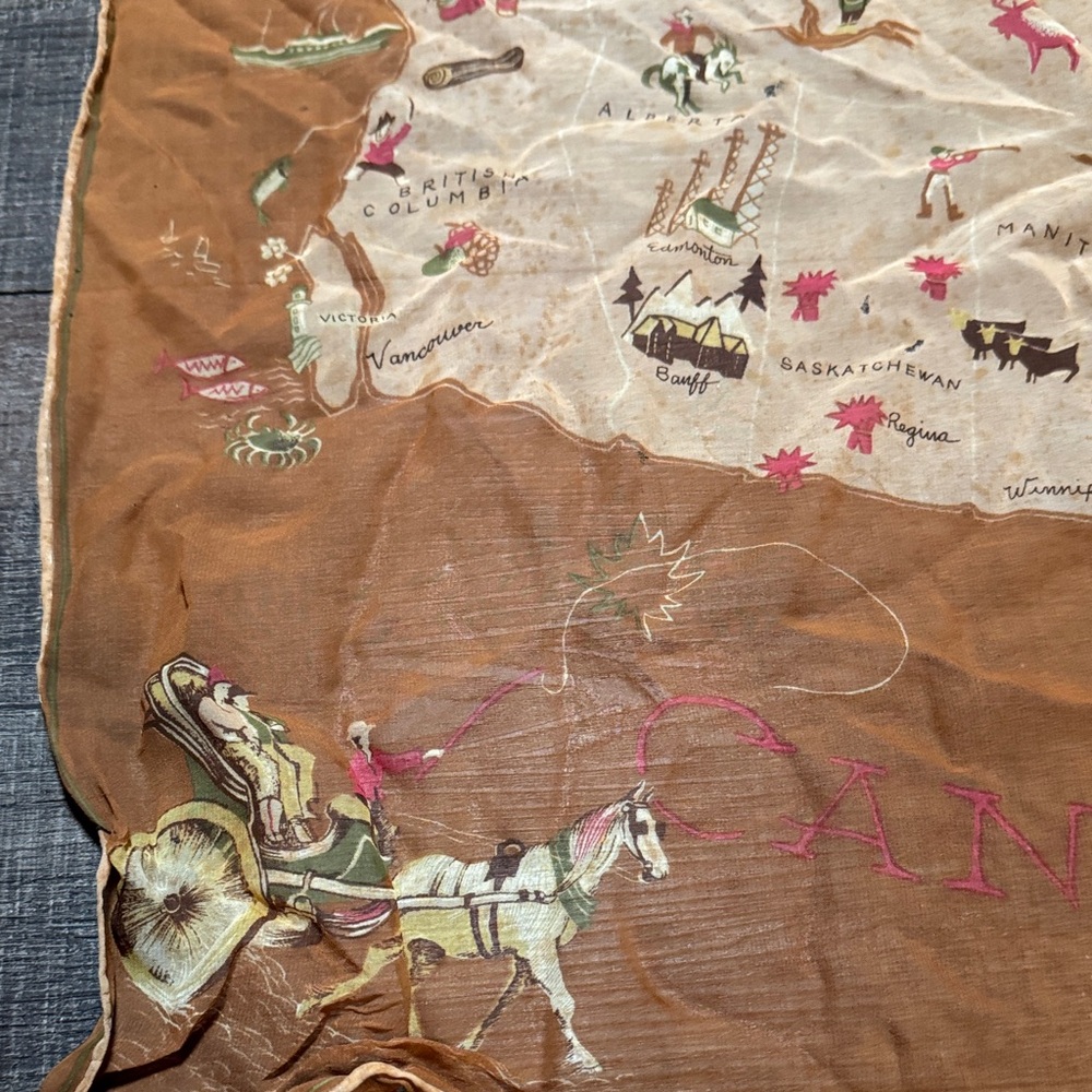Vintage Map Print Scarf of Canada - Picture 2 of 6